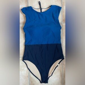 Summersalt The Surf High Neck Cap Sleeve One Piece Swimsuit, Blue; size 10